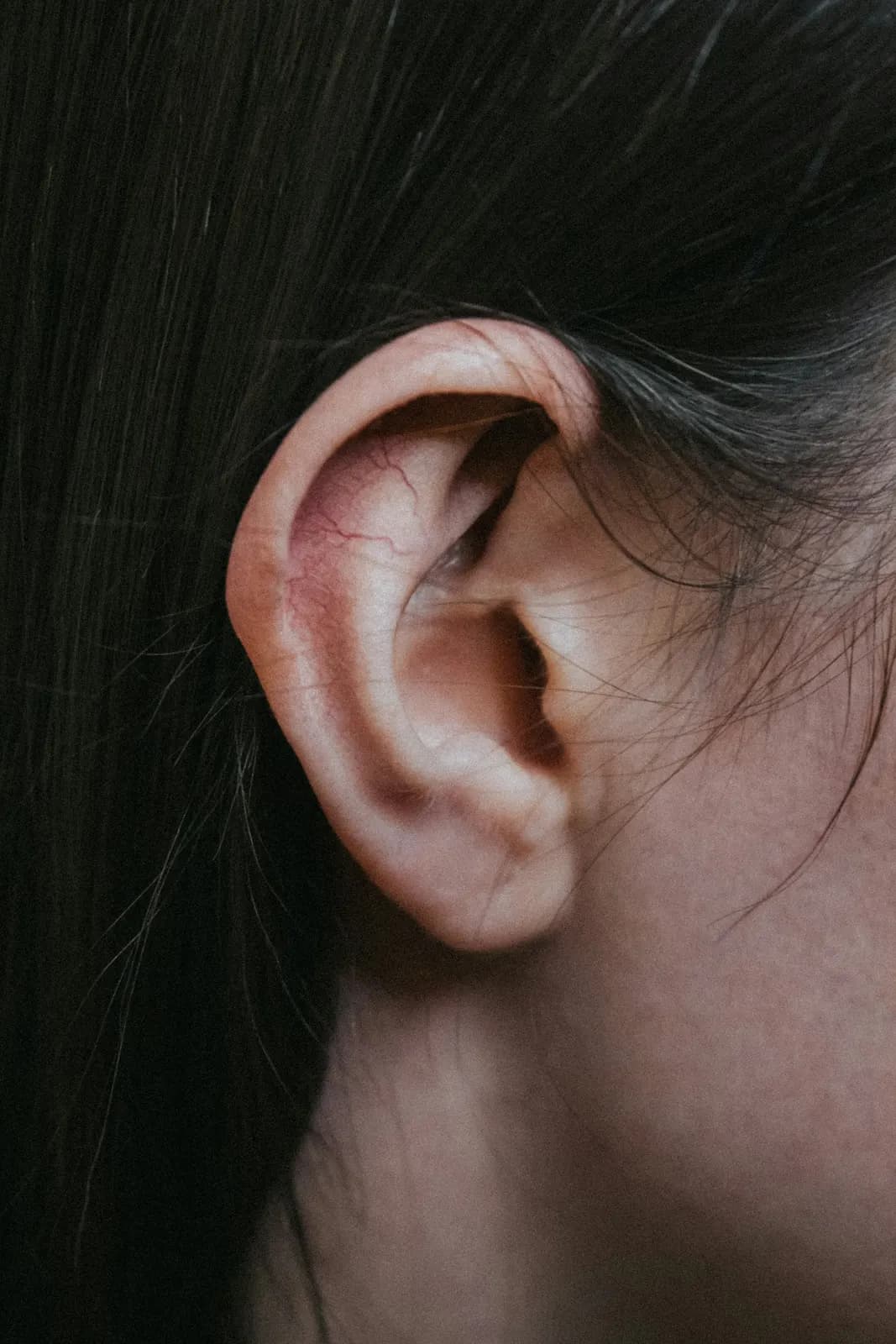 Primer plano de una oreja con el lóbulo a la vista